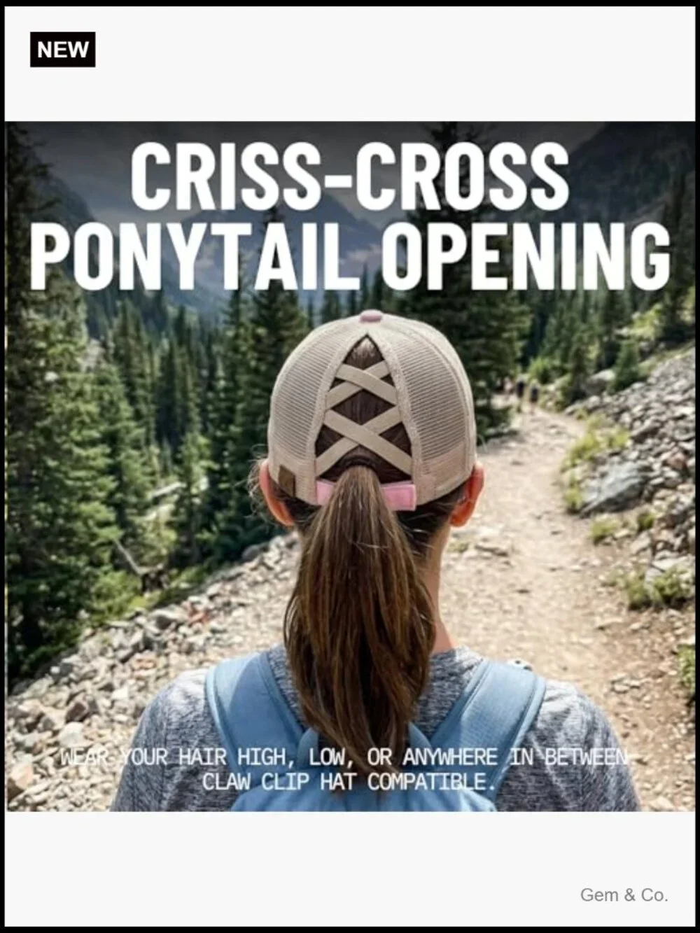 Criss Cross Ponytail Baseball Cap with Adjustable Fit